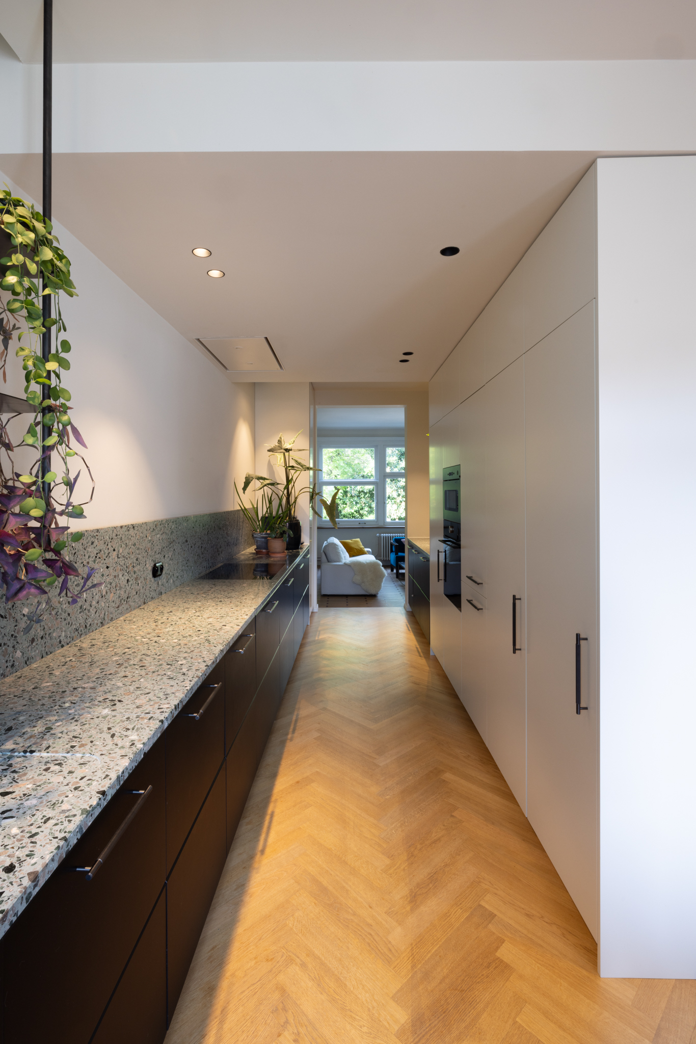 Parquet point de Hongrie dans maison rénovée à Bruxelles