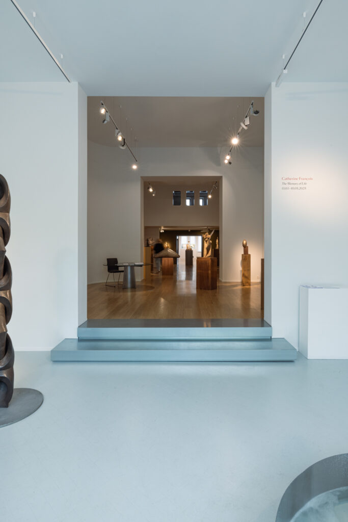 Arche monumentale et marches en acier galvanisé dans galerie rénovée