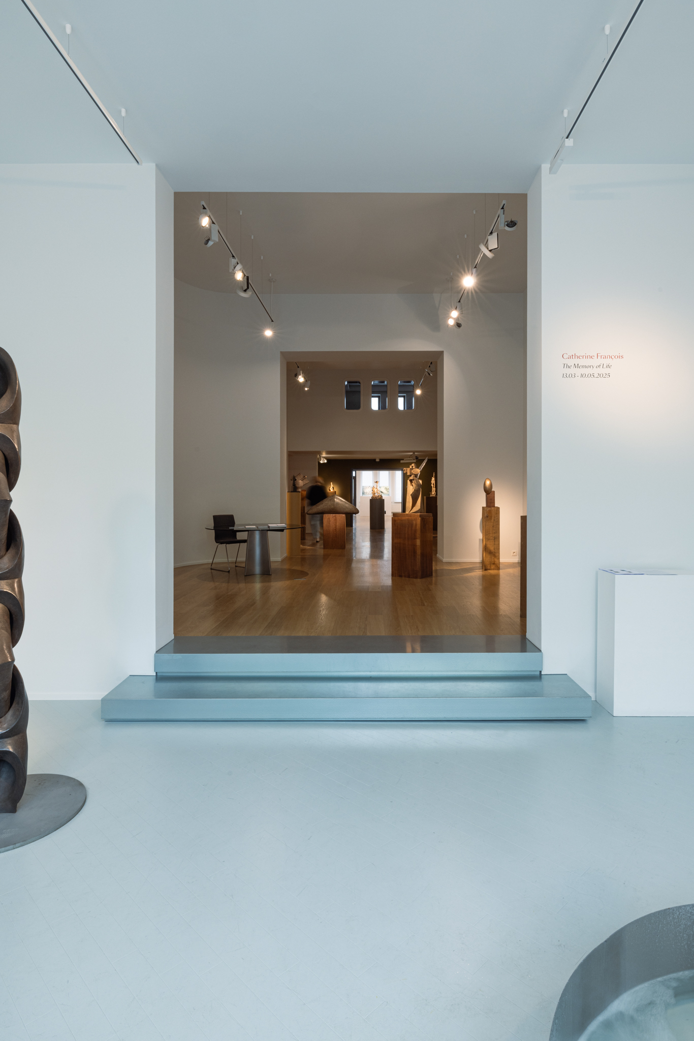 Arche monumentale et marches en acier galvanisé dans galerie rénovée