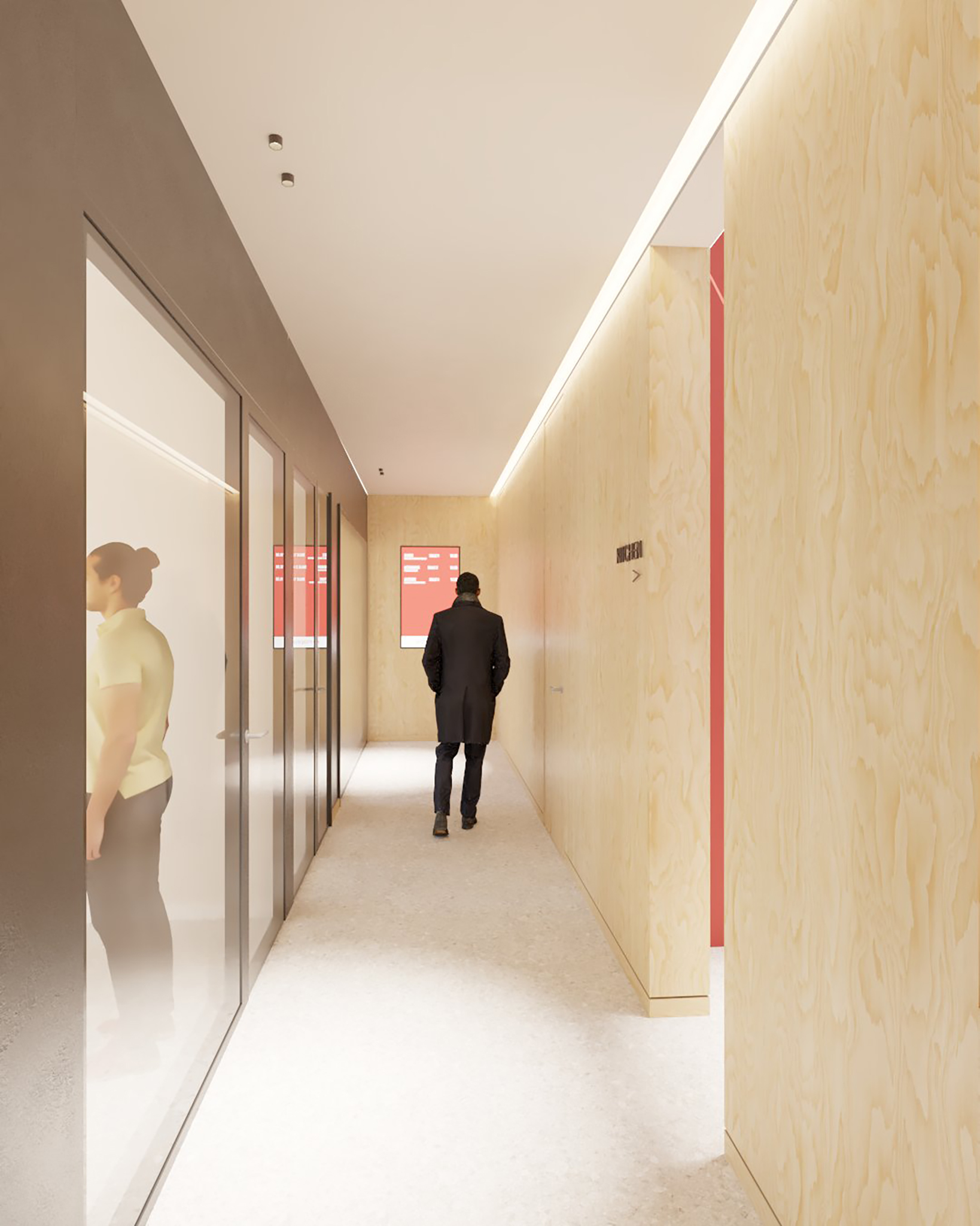 couloir lambris bois multiplex